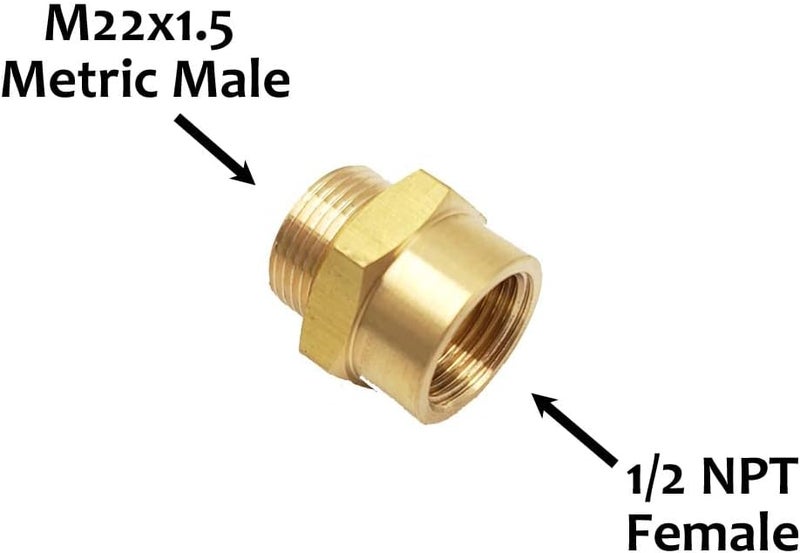PartLogix Metric to NPT Brass Bushing Adapter (M22x1.5 Male to 1/2" NPT Female, 1) - Image 3